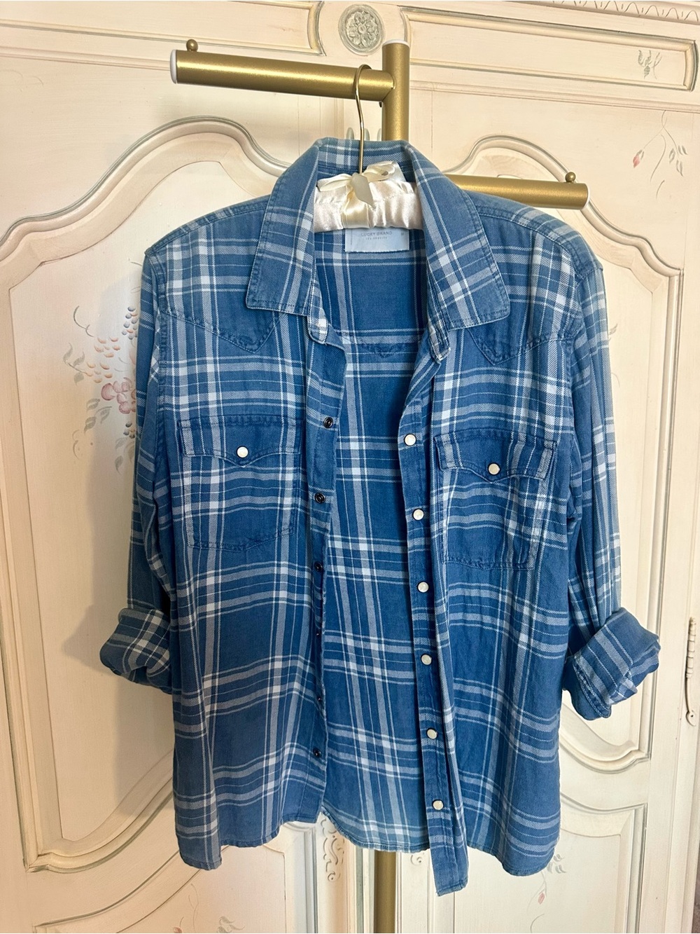 Lucky Brand Women’s Plaid Snap-Up Western Plaid Shirt